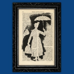 Mary Poppins Smoke Art Print Poster Book Art Dorm Room Print Gift Silhouette Print Wall Decor Poster Dictionary Print Retro Print (31)