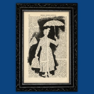 Mary Poppins Smoke Art Print Poster Book Art Dorm Room Print Gift Silhouette Print Wall Decor Poster Dictionary Print Retro Print 31 image 1