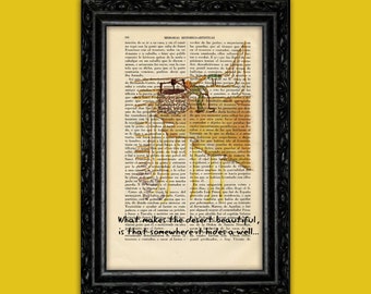 The Little Prince sentence Book Art Print Le Petit Prince Gift for kids nursery wall decor Art Print on Dictionary Paper Vintage (47-Nº19)