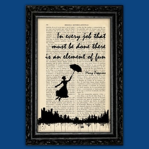 Mary Poppins In Every Job Quote Art Print Poster Book Art Dorm Room Print Gift Silhouette Print Wall Decor Poster Dictionary Print (31)