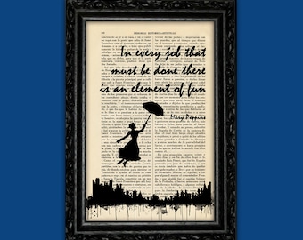 Mary Poppins In Every Job Quote Art Print Poster Book Art Dorm Room Print Gift Silhouette Print Wall Decor Poster Dictionary Print (31)