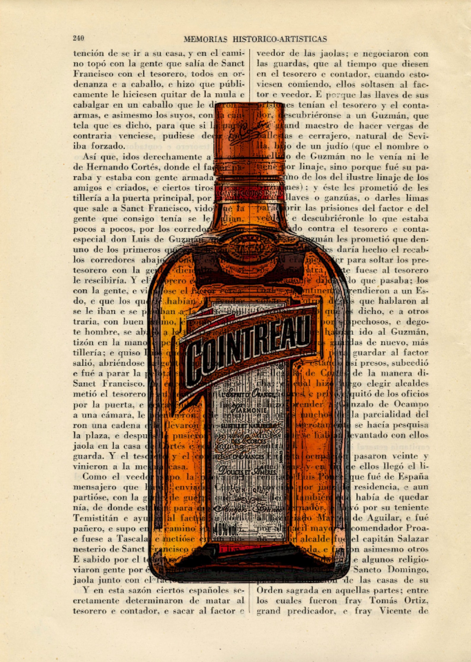 Liquor Bottle Art Print Cointreau Art Decor Birthday Gift Etsy