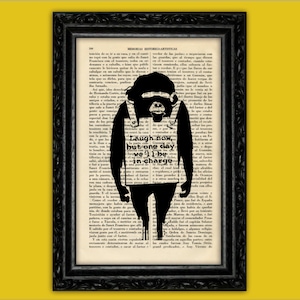 Schimpanse Kunstdruck Banksy Monkey Banksy Street Art Schablonen Graffiti Wand dekor Poster Wörterbuch Tier Poster Buch Kunst Schlafsaal (9-Nº5)