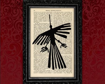 Condor Nazca Line Book Art Dictionary condor Print Tribal Symbols Prints Book Dictionary Page Folk Art Poster Dorm Room Wall (35- N10)