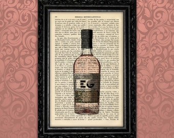 Gin and Ginger Liqueur Print Bottle Print Gin Lover Gift Print Present Wall bar wall art gift (17- Nº29)