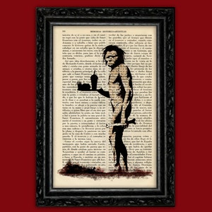 Banksy Primitive Man Fast Food Art Print Banksy Street Art Stencils Book Dorm Room Print Gift Print Wall Decor Dictionary Art Print (9-Nº23)