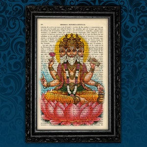 Brahma Hindu God Art Print Traditional Hindu God Poster Book Art Dorm Room Print Gift Wall Poster Dictionary Art (18-4)