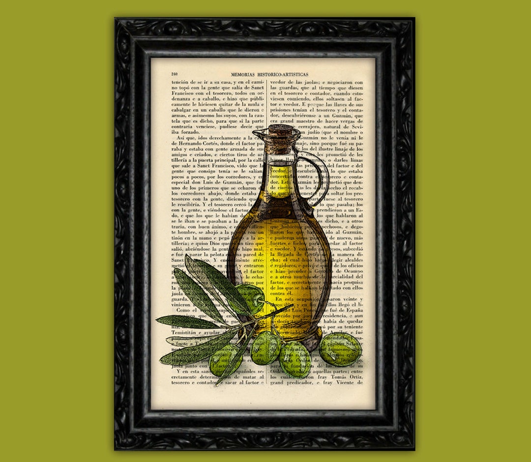 12-olive Oil Bottle Print Kitchen Vintage Decor Bar Decor Gift Book Art