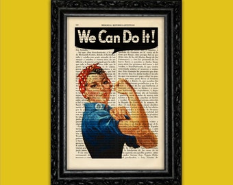 Rosie The Riveter We Can Do It Art Print Book page J. Howard Miller War Poster Book Art Dorm Print Gift Print Wall Decor Dictionary (45)