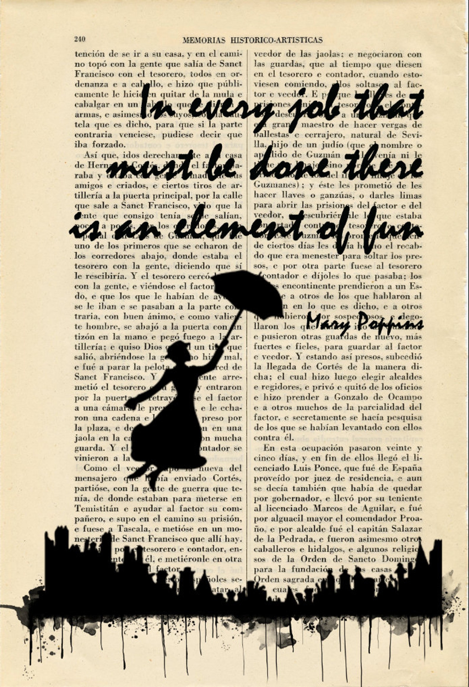 mary poppins in every job quote art print poster book art