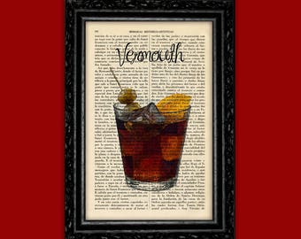 Vermouth Print Bar Vermut Book Art Cocktail Glass Father's Day Gift Birthday Gift Print Wall Decor Poster Poster Book Art Glass (17-Nº21)