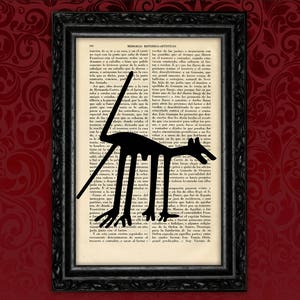 Nazca Line Dog Book Art Dictionary condor Stampa Simboli tribali Stampe Libro Dizionario Pagina Arte popolare Poster Dormitorio Parete (35- N14)