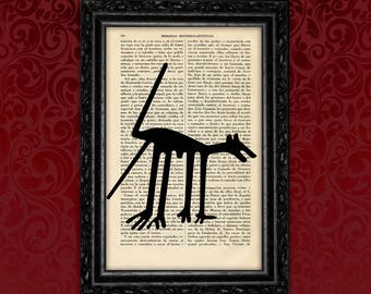 Nazca Line Dog Book Art Dictionary condor Print Tribal Symbols Prints Book Dictionary Page Folk Art Poster Dorm Room Wall (35- N14)