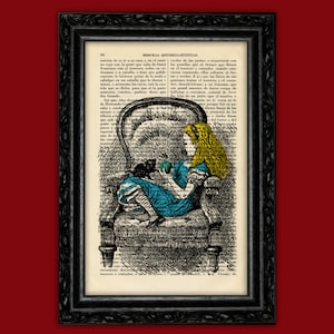 Alice in Wonderland Cat Art Print Alice in Wonderland Poster Book Art Dorm Room Print Gift Print Wall Decor Dictionary (4-Nº8)