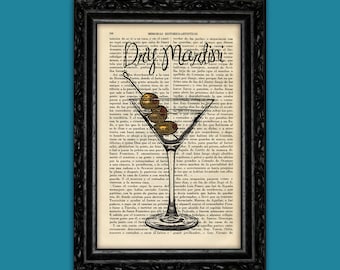 Dry Martini Glass Art Print White Martini Glass Art Decor Drinks Art Birthday Gift Print Wall Poster Poster Book Art Dorm Glass (17-Nº15)