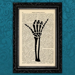 Hang Loose Print Vintage Shaka hand Skeleton Print Poster Print Gift Human book art Print Wall Decor Poster Retro (5-Nº6)