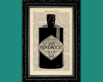 Gin Bottle Art Print Art Decor Birthday Gift Print Present Wall Decor alcoholic beverage Dorm Room Print (17- Nº4)