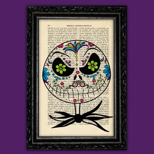 Jack Skellington Sugar Skull Nightmare Before Christmas Day of the Death Print Tim Burton Halloween Poster Book Art Dorm Room Art 13-Nº29 image 1