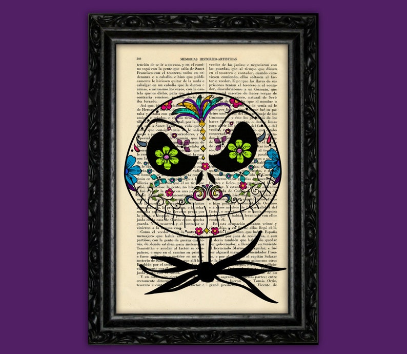 Jack Skellington Sugar Skull Nightmare Before Christmas Day of the Death Print Tim Burton Halloween Poster Book Art Dorm Room Art 13-Nº29 image 1