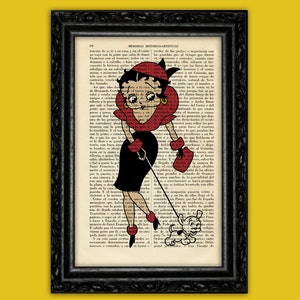 Betty Boop con Puppy Art Print Flapper Book Art Original Poster Dorm Room Print Gift Wall Decor Dictionary (11)