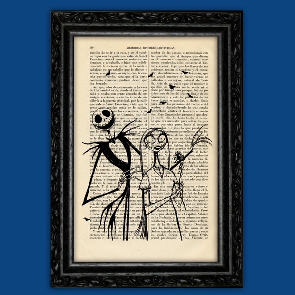 Jack Skellington and Sally Print Tim Burton Halloween Nightmare Before Christmas Poster Book Art Dorm Room Wall Decor Poster Art (24-Nº6)