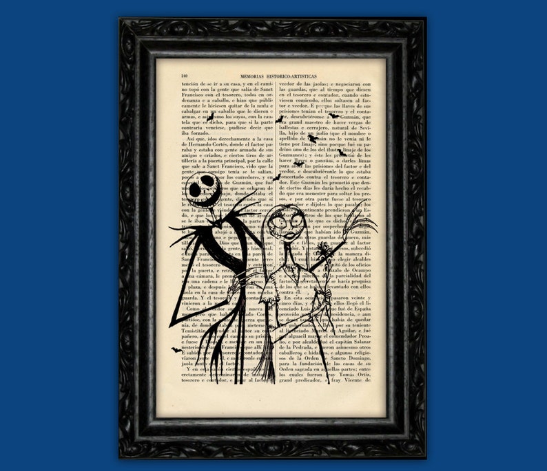 Jack Skellington and Sally Print Tim Burton Halloween Nightmare Before Christmas Poster Book Art Dorm Room Wall Decor Poster Art 24-Nº6 image 1