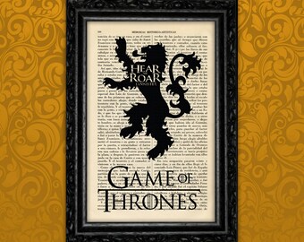 Game of Thrones art print House Lannister Symbol print dictionary book page print Hear me Roar Lyon (22)