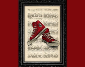 Red Converse All Star Sneakers Poster Dictionary Print Wall Art