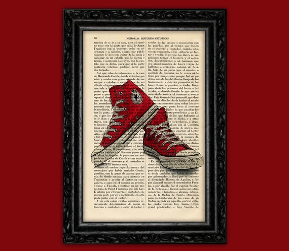 Red Converse All Star Sneakers Poster Dictionary Print Wall - Etsy
