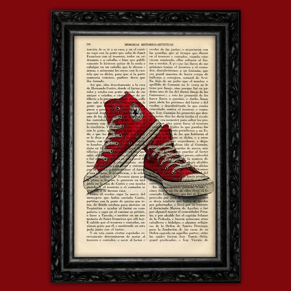 Red Converse All Star Sneakers Poster dictionary print Wall Art Shoe Art hipster shoes print shoes pop sneakers converse poster (57-Nº5)