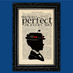Mary Poppins Practically Perfect Print Poster Book Art Dorm Room Print Gift Silhouette Print Wall Decor Poster Dictionary Art Print (31)