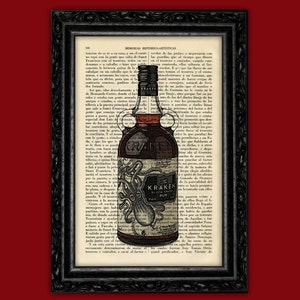 Rum Kraken Bottle Art Print Kraken Bottle Rum Art Decor Birthday Gift Print Wall Decor Poster Poster Book Art Dorm Room Print (17- Nº6)