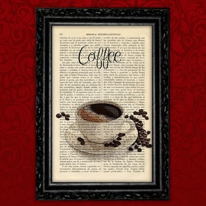 カップ オブ コーヒー アート プリント ブック アート コーヒー ビンテージ アート コーヒー ディクショナリー ページ アップサイクル ポスター ウォール アート レストラン デコレーション バー ウォール デコレーション (17-25)