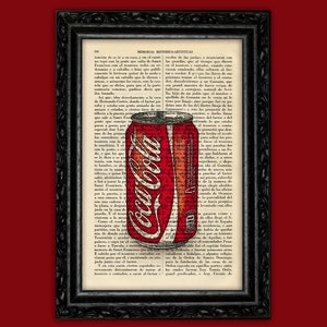 Coca Cola Print Soda Book House Warming Art Vintage Book Page Coke Canned Art Decor Birthday Gift for dad Bar Wall Decor Prints (17- Nº20)