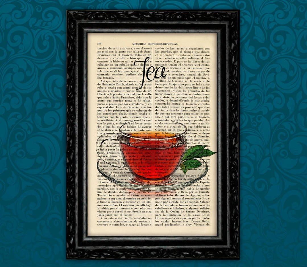 Cup of Tea Art Print Book Art Tea Vintage Art Tea Dictionary Page Upcycled Art Poster Wall Art