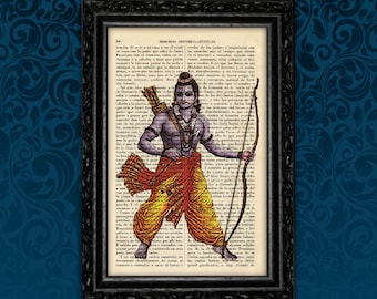 Rama Vishnu Hindu God Visnu Art Print Traditional Hindu God Poster Book Art Dorm Room Print Gift Wall Poster Dictionary Art (18-2)