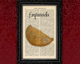 Empanada Art Print Food Vintage Kitchen Poster Dorm Room Print Gift Vintage Wall Decor Poster Dictionary Wall Decor (16-Nº1)