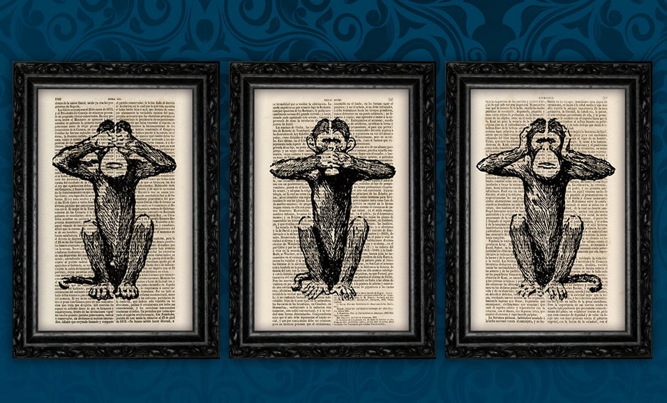 Three Wise Monkeys Set Bundle See No Evil Hear No Evil Speak