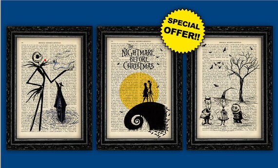 Jack Skellington Prints Tim Burton Book Art Print Pack Nightmare