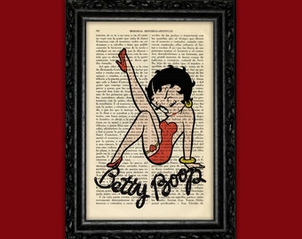 Betty Boop Art Print Flapper Book Art Original Poster Dorm Room Print Gift Wall Decor Dictionary (11)