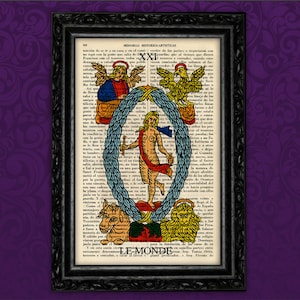 Tarot El Mundo Le Monde Marsella Tarot Wiccan Pagan Oculto Esotérico Póster Libro Arte Dormitorio Imprimir Regalo Póster Póster Diccionario (20)