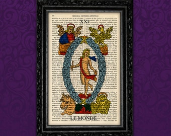 Tarot The World Le Monde Marseille Tarot Wiccan Pagan Occult Esoteric Poster Book Art Dorm Room Print Gift Wall Poster Dictionary (20)