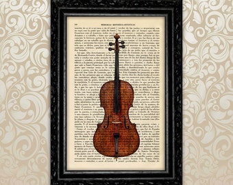 Violoncelo Cello Violonchello Klassisches Musikinstrument Buch Kunst Druck Poster Buchkunst Musikkunst Wohnheim Geschenk Druck Wanddekoration (36)
