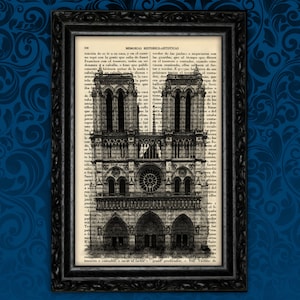 May include: A black and white illustration of the Notre Dame Cathedral in Paris, France. The image is printed on a page from an old book. The text on the page reads "MEMORIAS HISTORICO ARTISTICAS".