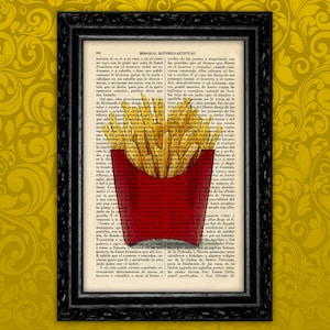 French Fries Art Print Potatoes Fast Food Vintage Kitchen Poster Dorm Room Print Gift Vintage Wall Decor Poster Dictionary Wall (16-Nº4)