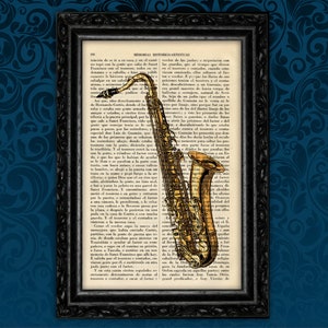 Saxophon Jazz Musik Saxo MusikInstrument Saxo Musik Druck Poster Buch Kunst Schlafsaal Geschenk Druck Wand Poster Wörterbuch Druck Vintage (36)