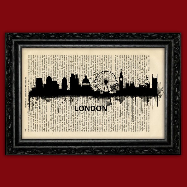 London England UK Silhouette World Cities Skylines Kunstdruck - Building Europe Silhouettes Book Art Poster Dorm Room Wall Dictionary (15)