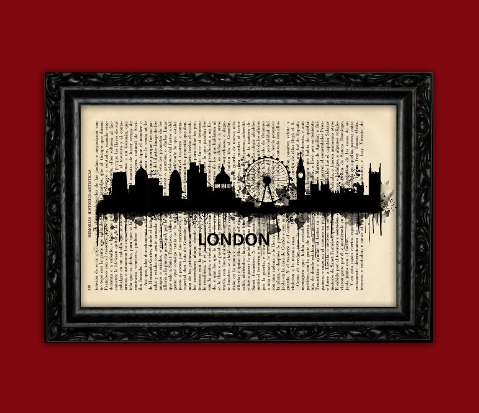 London England UK Silhouette World Cities Skylines Kunstdruck - Building Europe Silhouettes Book Art Poster Dorm Room Wall Dictionary (15)