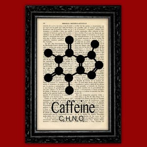 Caffeine Molecule Art Print Coffee Book Art Caffeine Art Particle Art Chemistry art Science Chemical Art Kitchen Decor Science (14-Nº1)