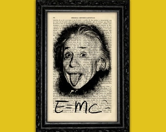 Albert Einstein Portrait Art Print Famous Physics Mathematics Relativity Print Gift Wall Decor Poster Dictionary Art (21)